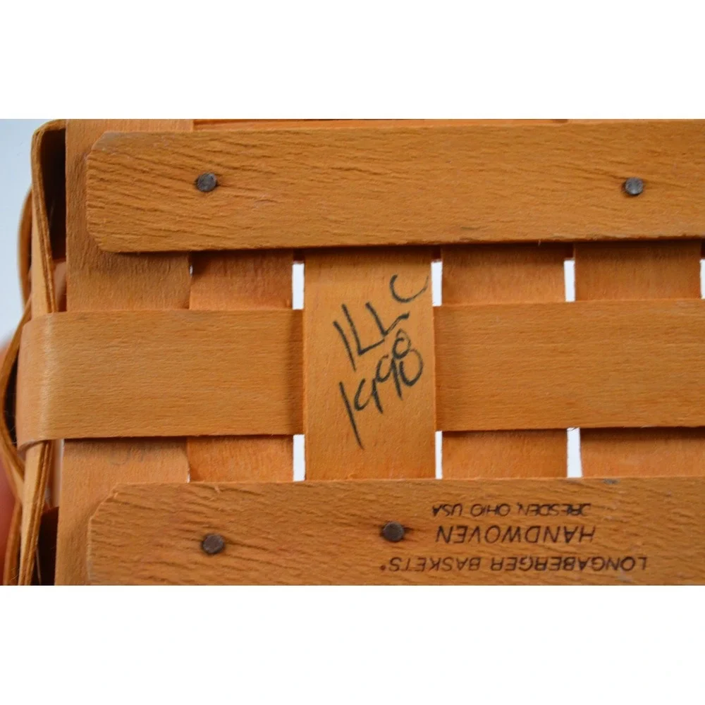 Longaberger 1998  Tea Basket w/Leather Handles Clear‎ Protector  7